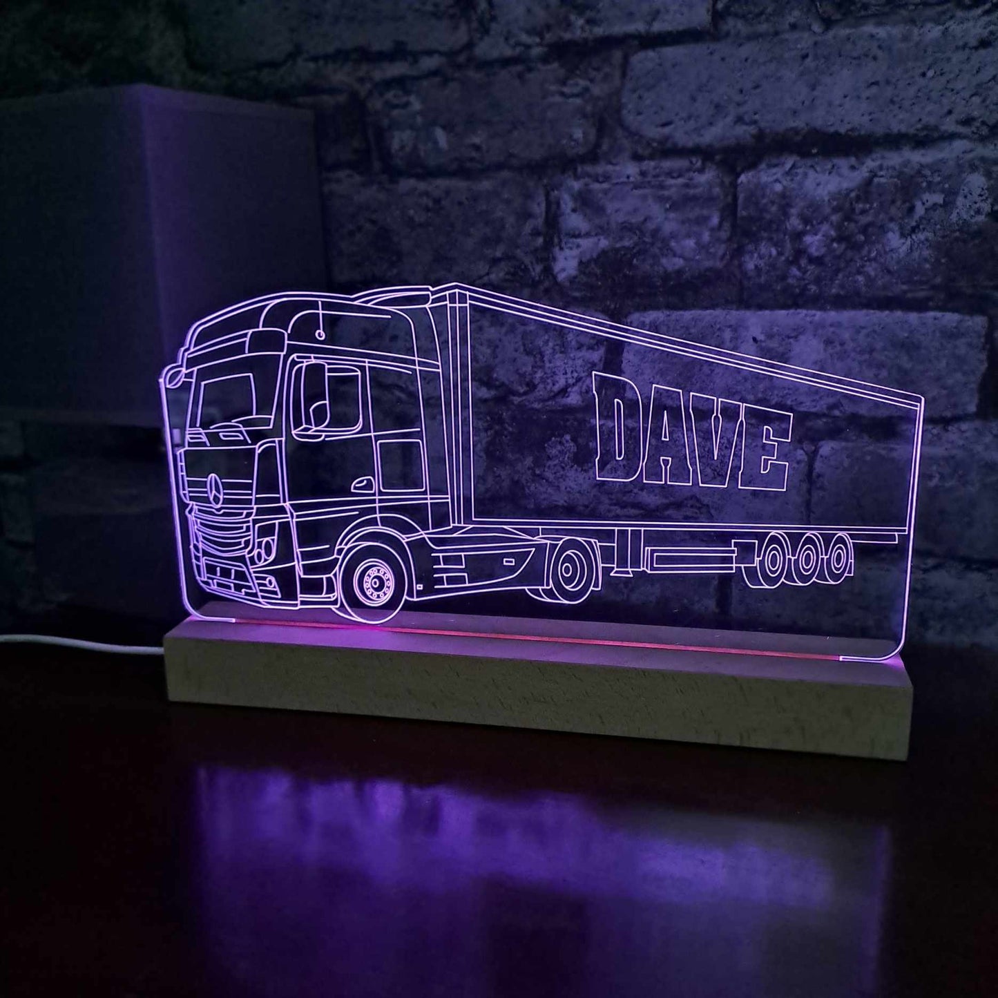 Personalised Mercedes Lorry with Trailer LED Lamp Night Light