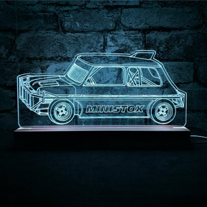 Ministox Night Light - Large Wooden Base - Night Light - Stock Car & Banger Toy Tracks