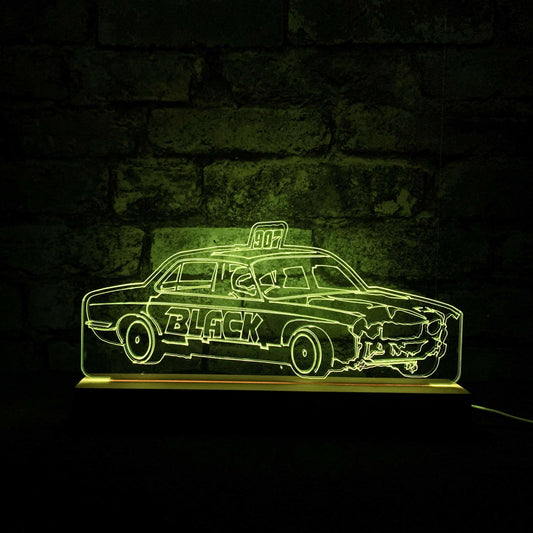 Team Black Banger Night Light - Large Wooden Base - Night Lights & Ambient Lighting - Stock Car & Banger Toy Tracks