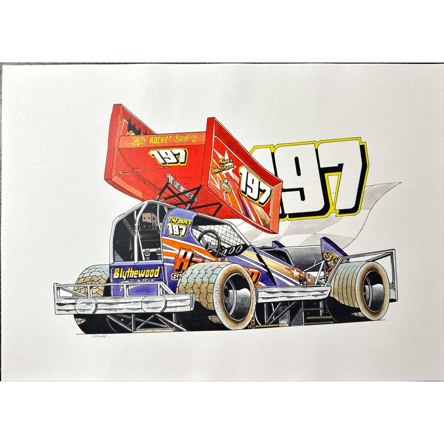 Brisca F1 #197 Ryan Harrison karikatuurafdruk