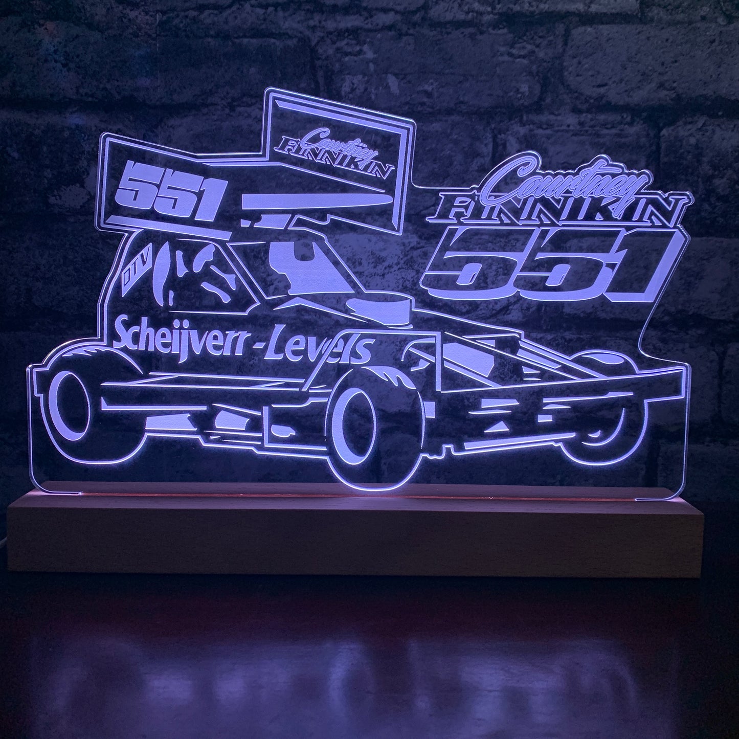 Courtney Finnikin #551 Brisca F1 Night Light - Large Wooden Base