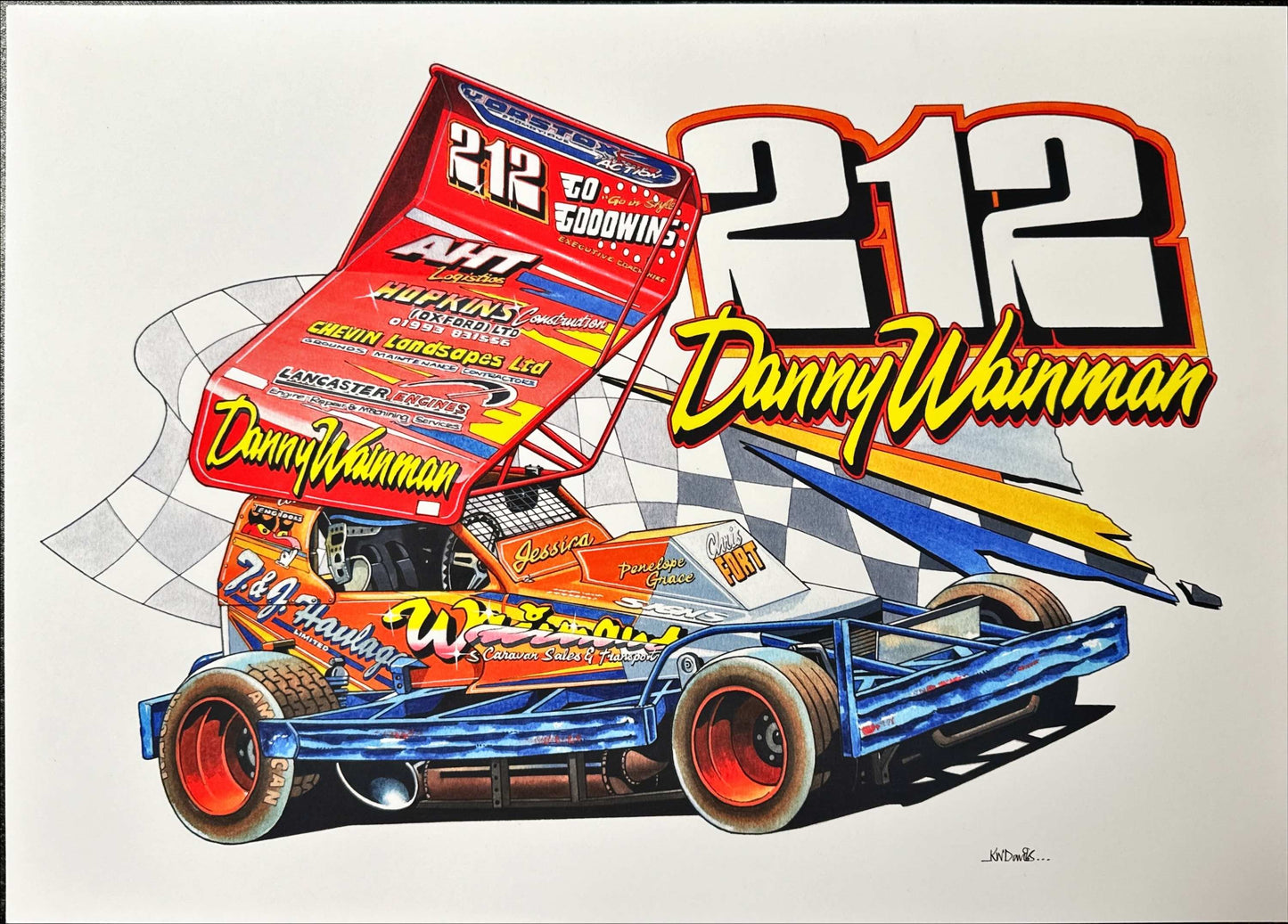 Brisca F1 #212 Danny Wainman karikatuurafdruk