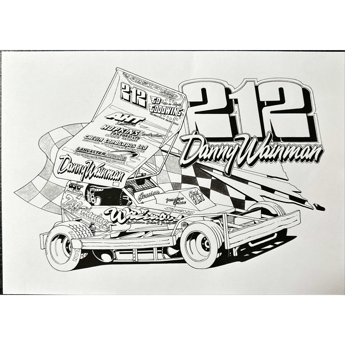 Brisca F1 #212 Danny Wainman karikatuurafdruk