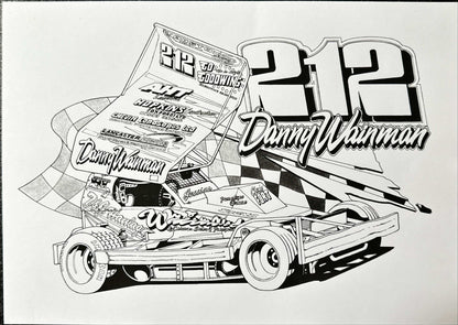 Brisca F1 #212 Danny Wainman karikatuurafdruk