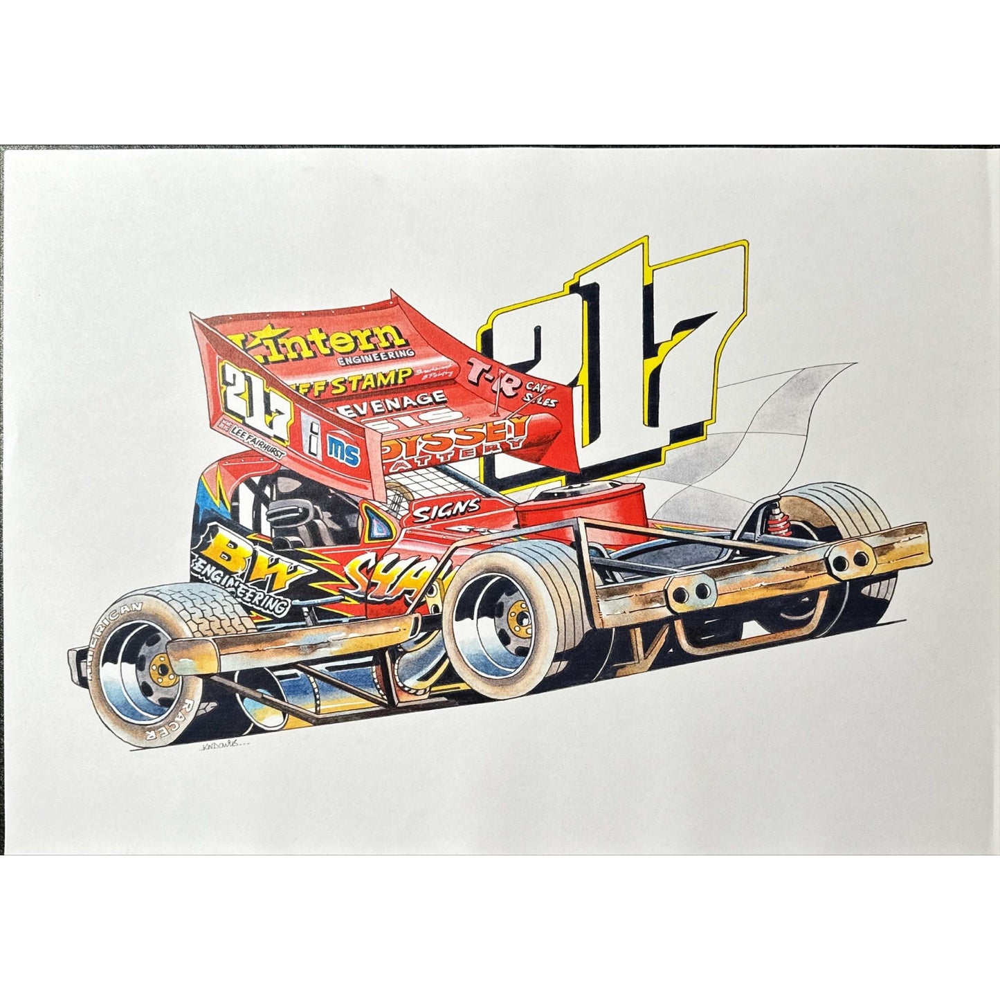 Brisca F1 #217 Lee Fairhurst karikatuurafdruk