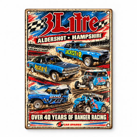 3 Litre A5 wooden retro sign – front view on white background
