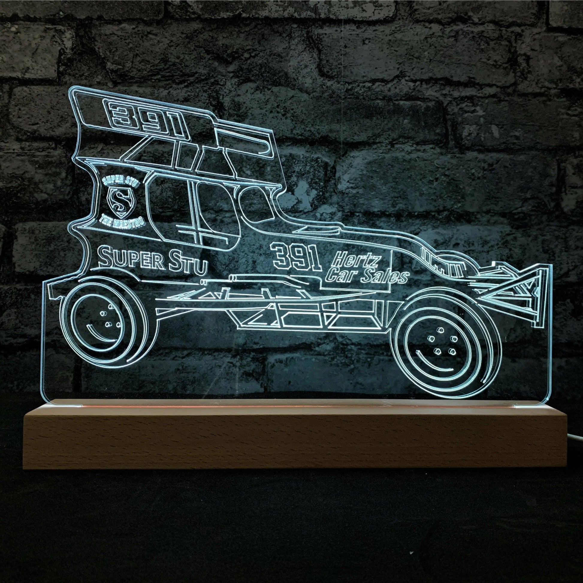 #391 Super Stu - 'The Maestro' Night Light - Stu Smith Hertz Car - Night Light - Stock Car & Banger Toy Tracks