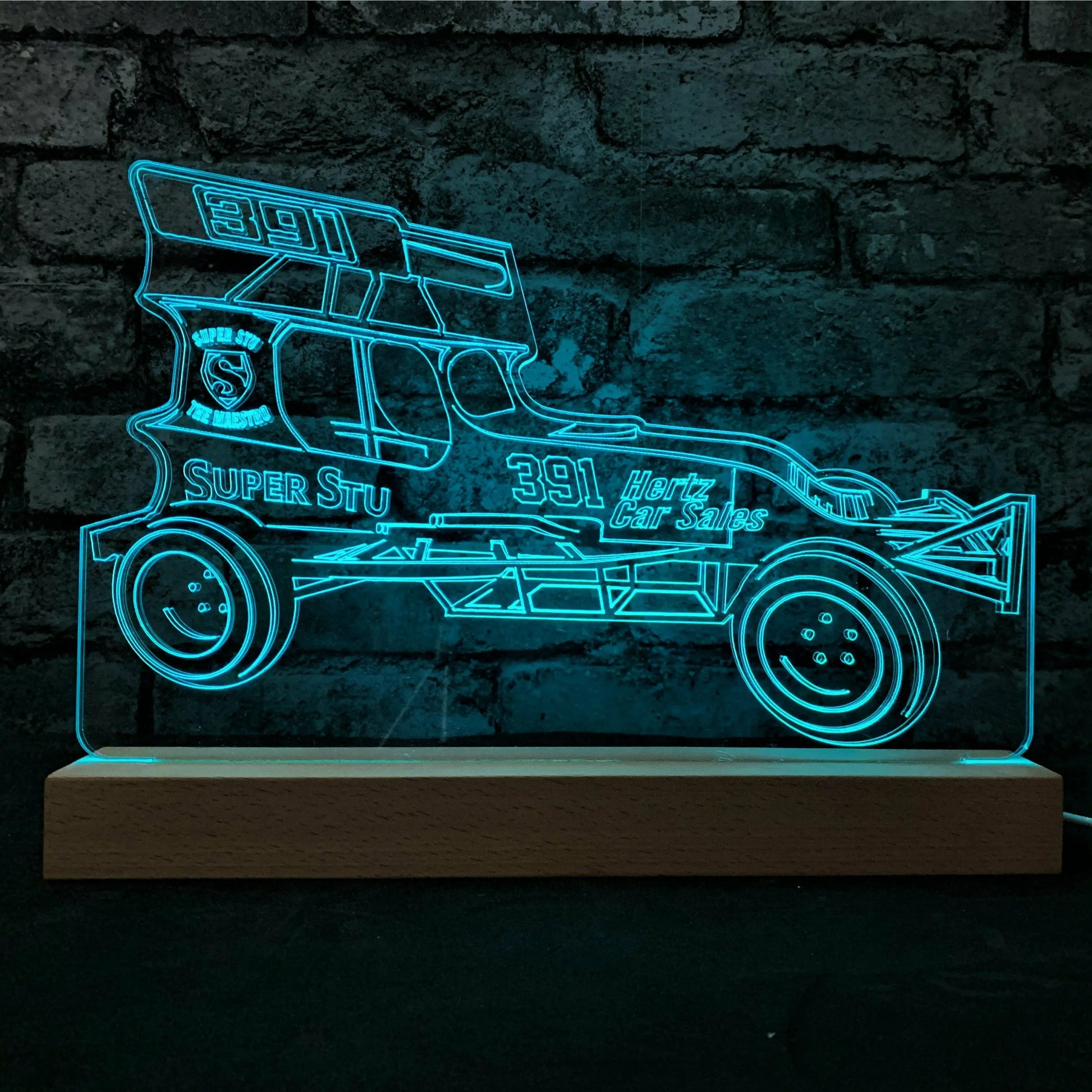 #391 Super Stu - 'The Maestro' Night Light - Stu Smith Hertz Car - Night Light - Stock Car & Banger Toy Tracks