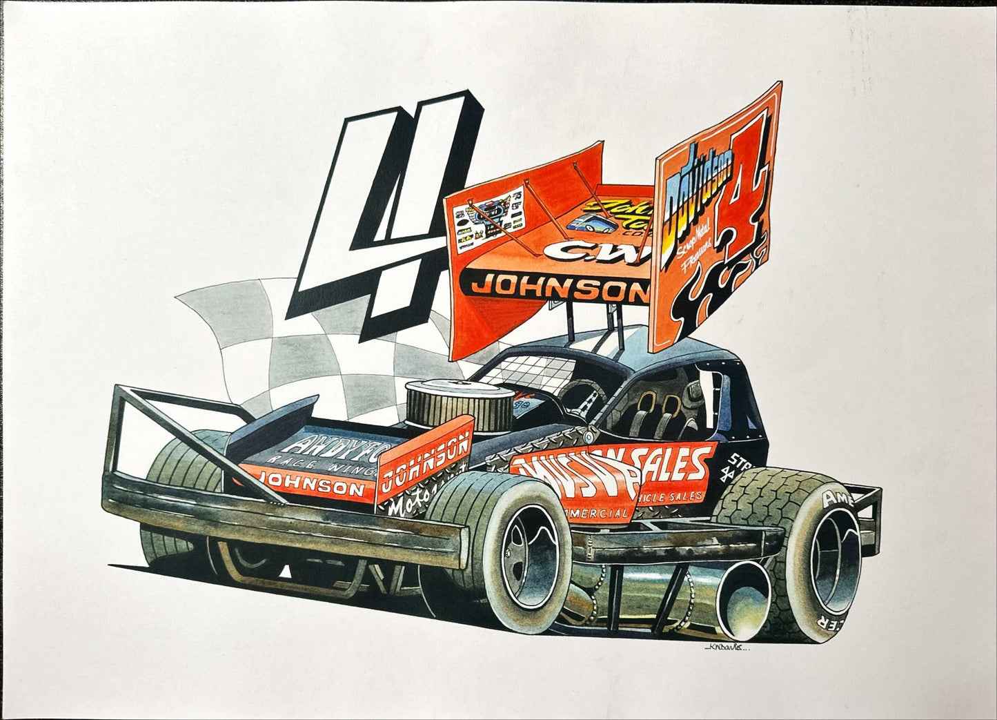 Brisca F1 #4 Dan Johnson Karikatuur Print