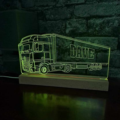 Personalised Mercedes Lorry with Trailer LED Lamp Night Light
