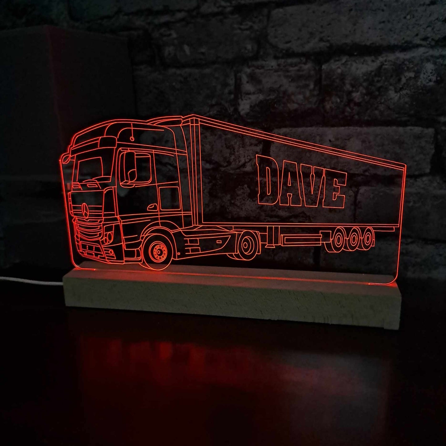 Personalised Mercedes Lorry with Trailer LED Lamp Night Light