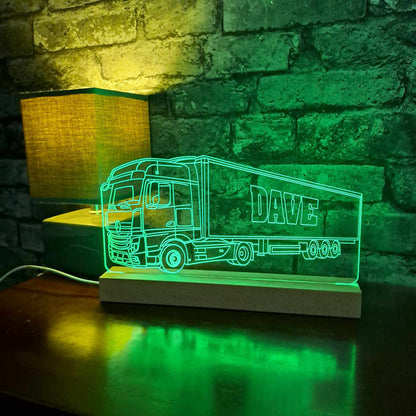 Personalised Mercedes Lorry with Trailer LED Lamp Night Light