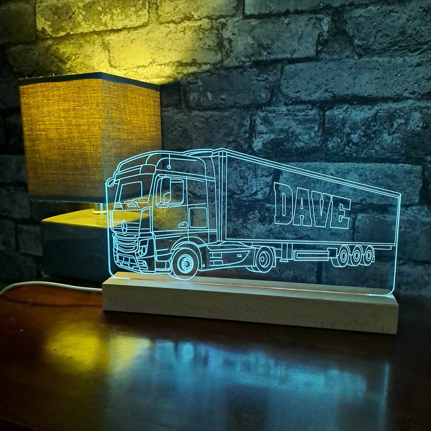 Personalised Mercedes Lorry with Trailer LED Lamp Night Light