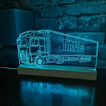 Personalised Mercedes Lorry with Trailer LED Lamp Night Light