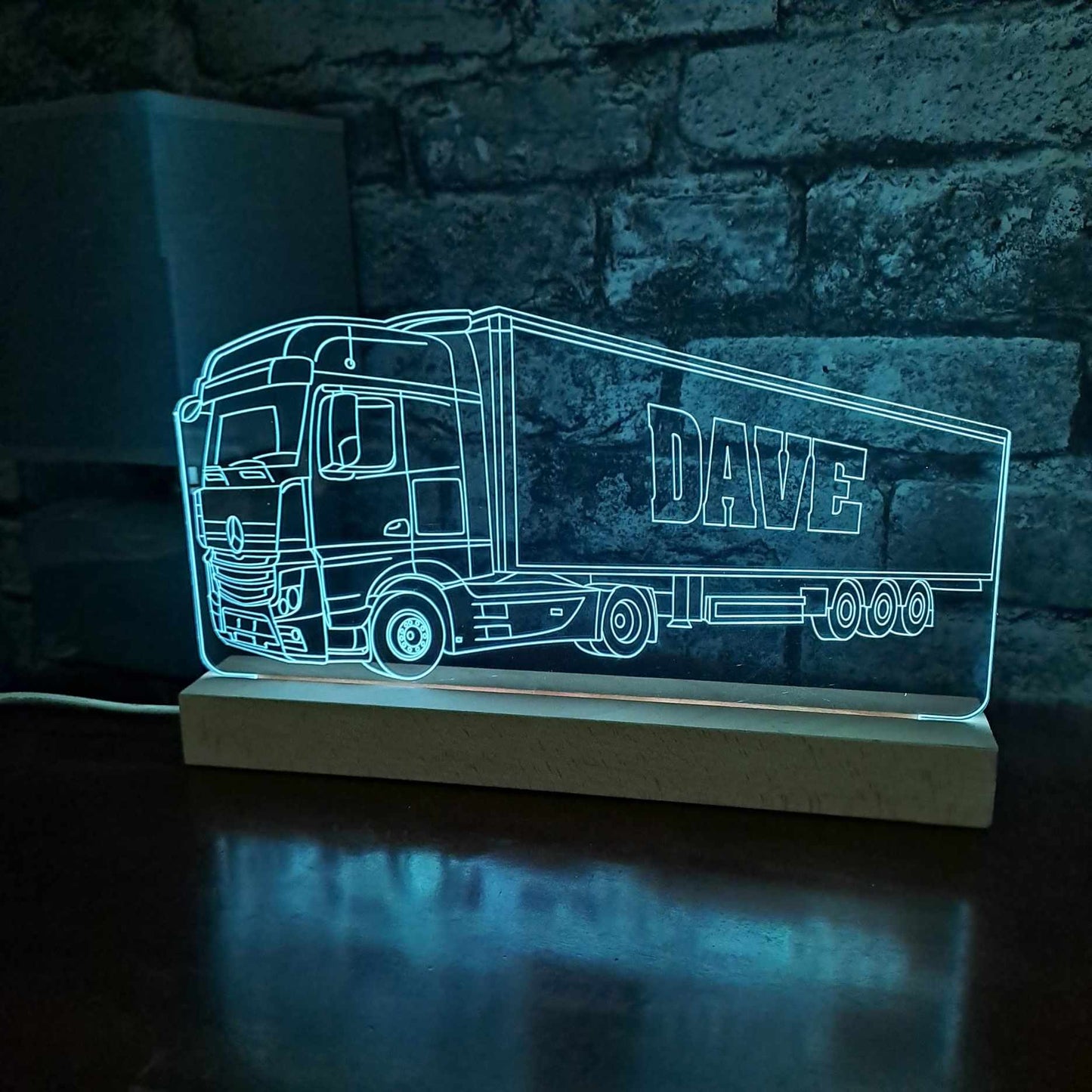 Personalised Mercedes Lorry with Trailer LED Lamp Night Light