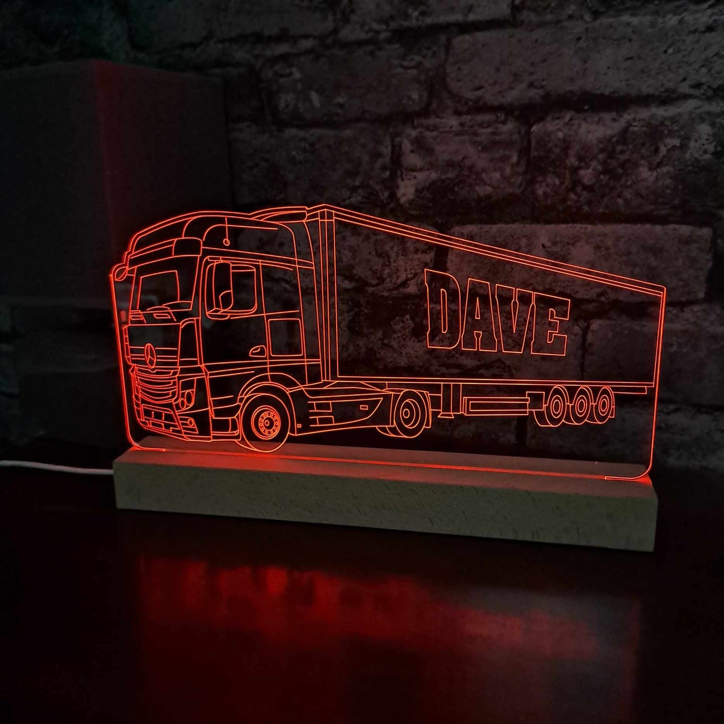 Personalised Mercedes Lorry with Trailer LED Lamp Night Light