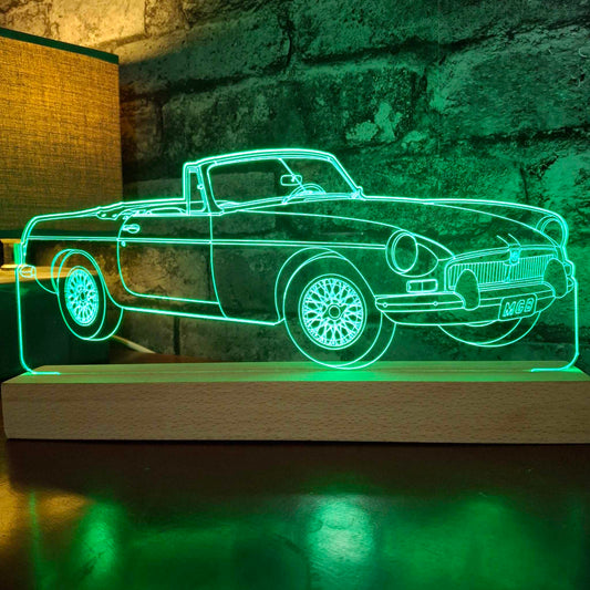 Personalised MGB Sports Car LED Lamp Night Light