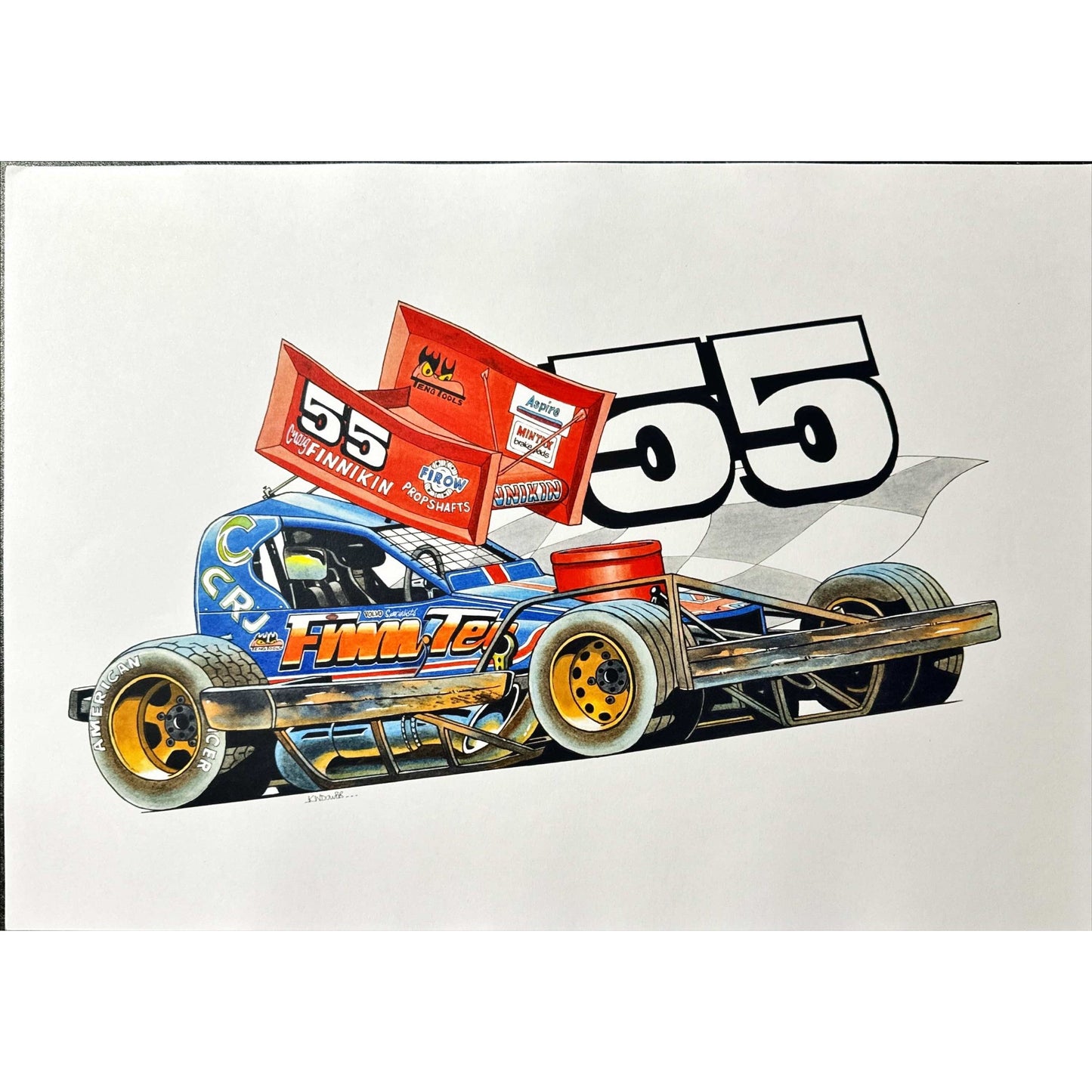 Brisca F1 #55 Craig Finniken Karikatuur Print