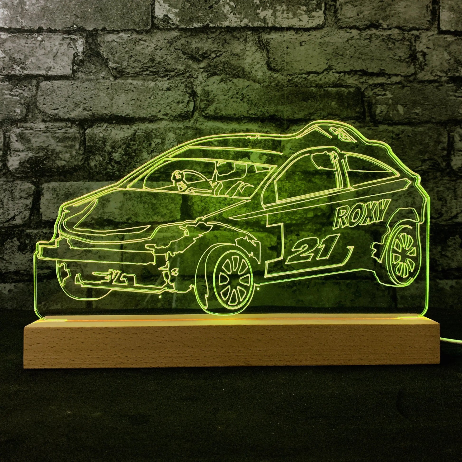 Astra Mk3 Banger Night Light - Large Wooden Base - Night Lights & Ambient Lighting - Stock Car & Banger Toy Tracks