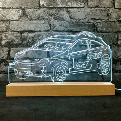 Astra Mk3 Banger Night Light - Large Wooden Base - Night Lights & Ambient Lighting - Stock Car & Banger Toy Tracks