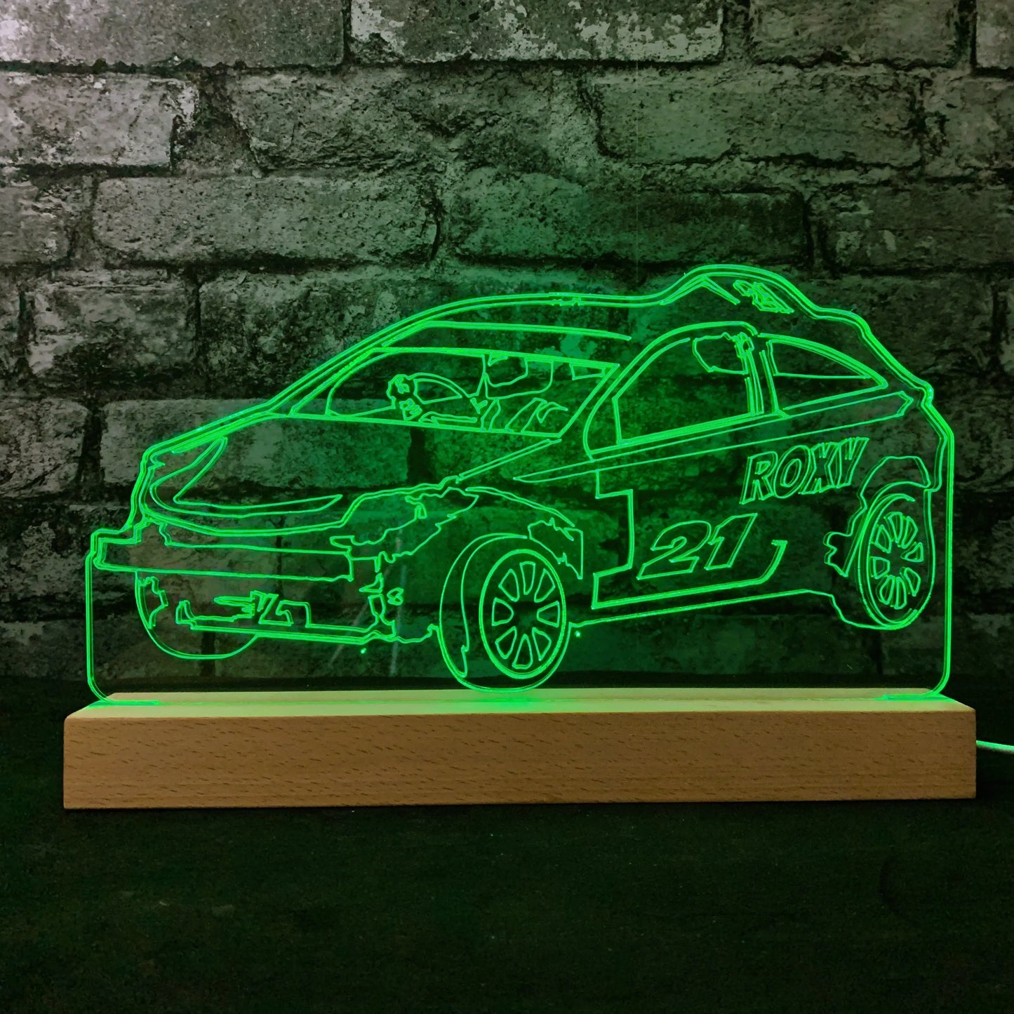 Astra Mk3 Banger Night Light - Large Wooden Base - Night Lights & Ambient Lighting - Stock Car & Banger Toy Tracks