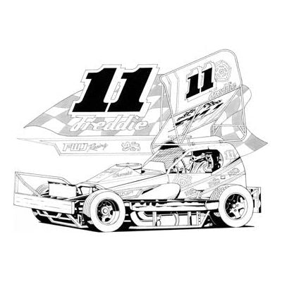 Brisca F1 #11 Freddie Flintoff karikatuur afdrukken