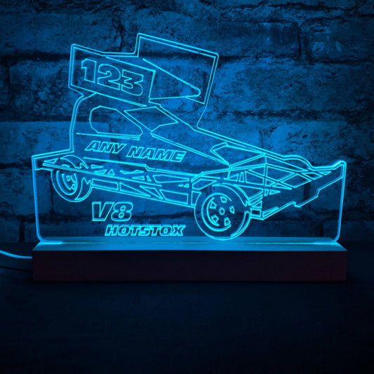 Brisca V8 Hotstox NIGHT LIGHT - LARGE WOODEN BASE - Night Light - Stock Car & Banger Toy Tracks