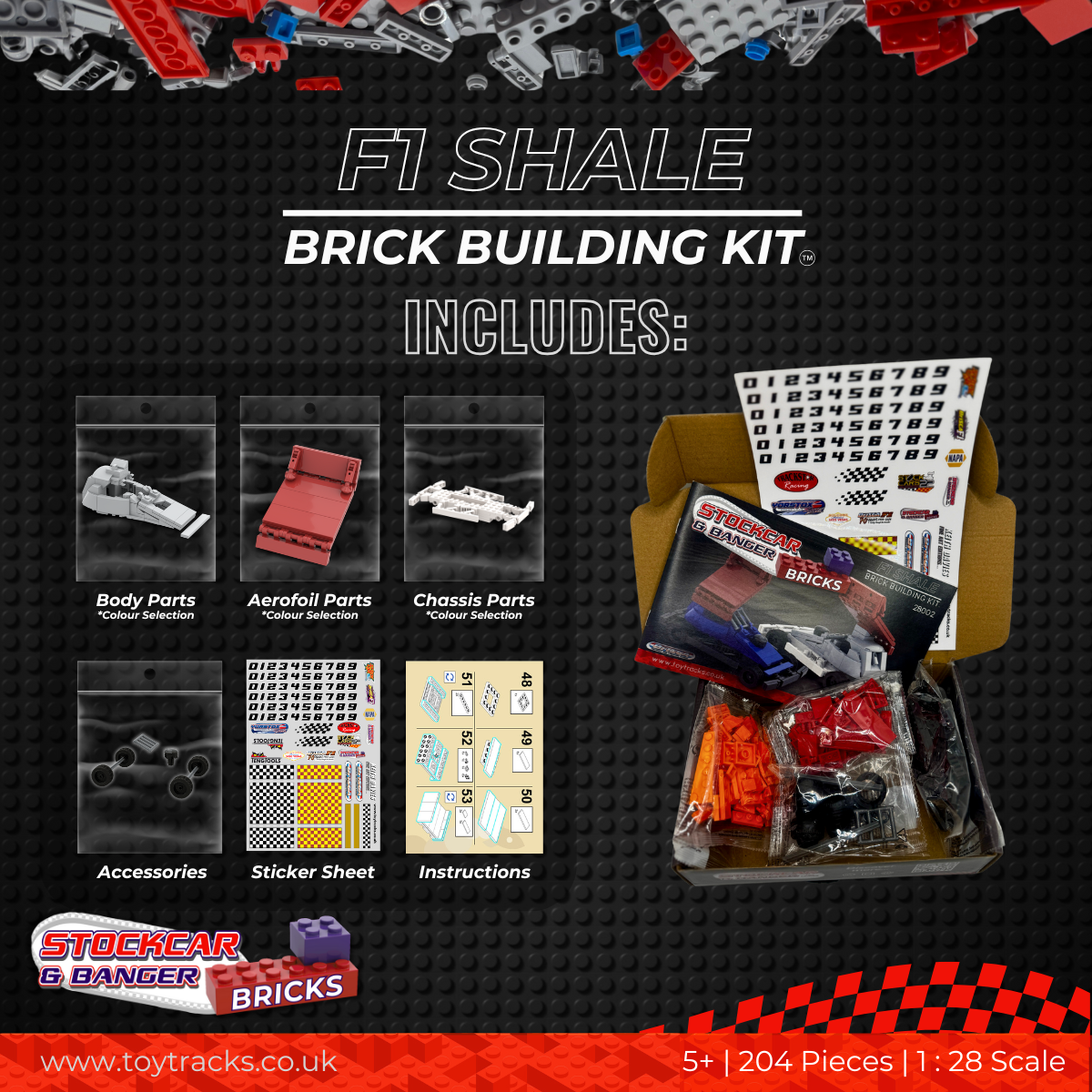 Brisca F1 Stock Car Brick Building Kit - Shale