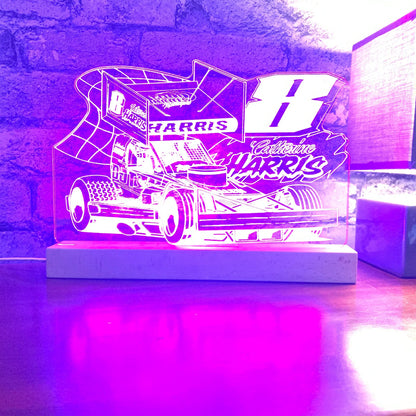 Catherine Harris #8 Brisca F1 Night Light - Large Wooden Base - Night Light - Stock Car & Banger Toy Tracks