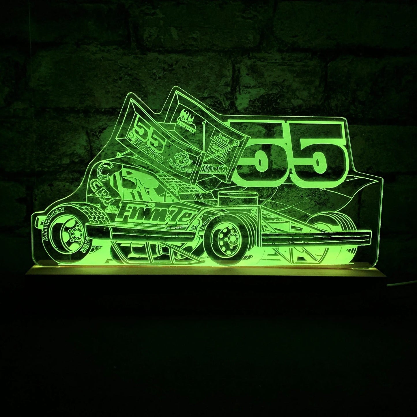 Craig Finnikin 55 Brisca F1 Night Light - Large Wooden Base - Night Light - Stock Car & Banger Toy Tracks