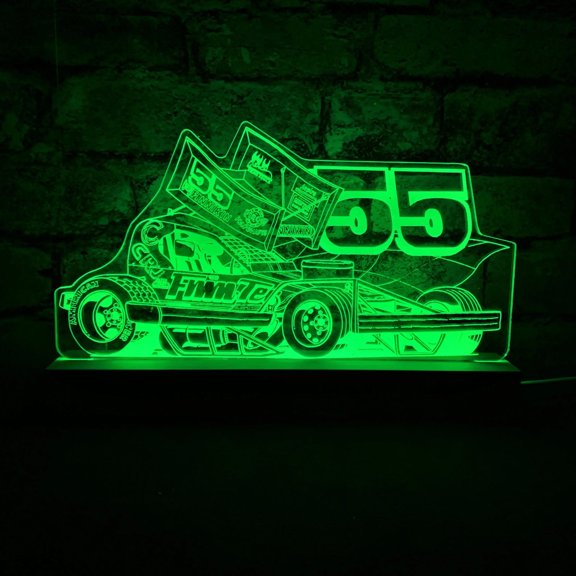 Craig Finnikin 55 Brisca F1 Night Light - Large Wooden Base - Night Light - Stock Car & Banger Toy Tracks