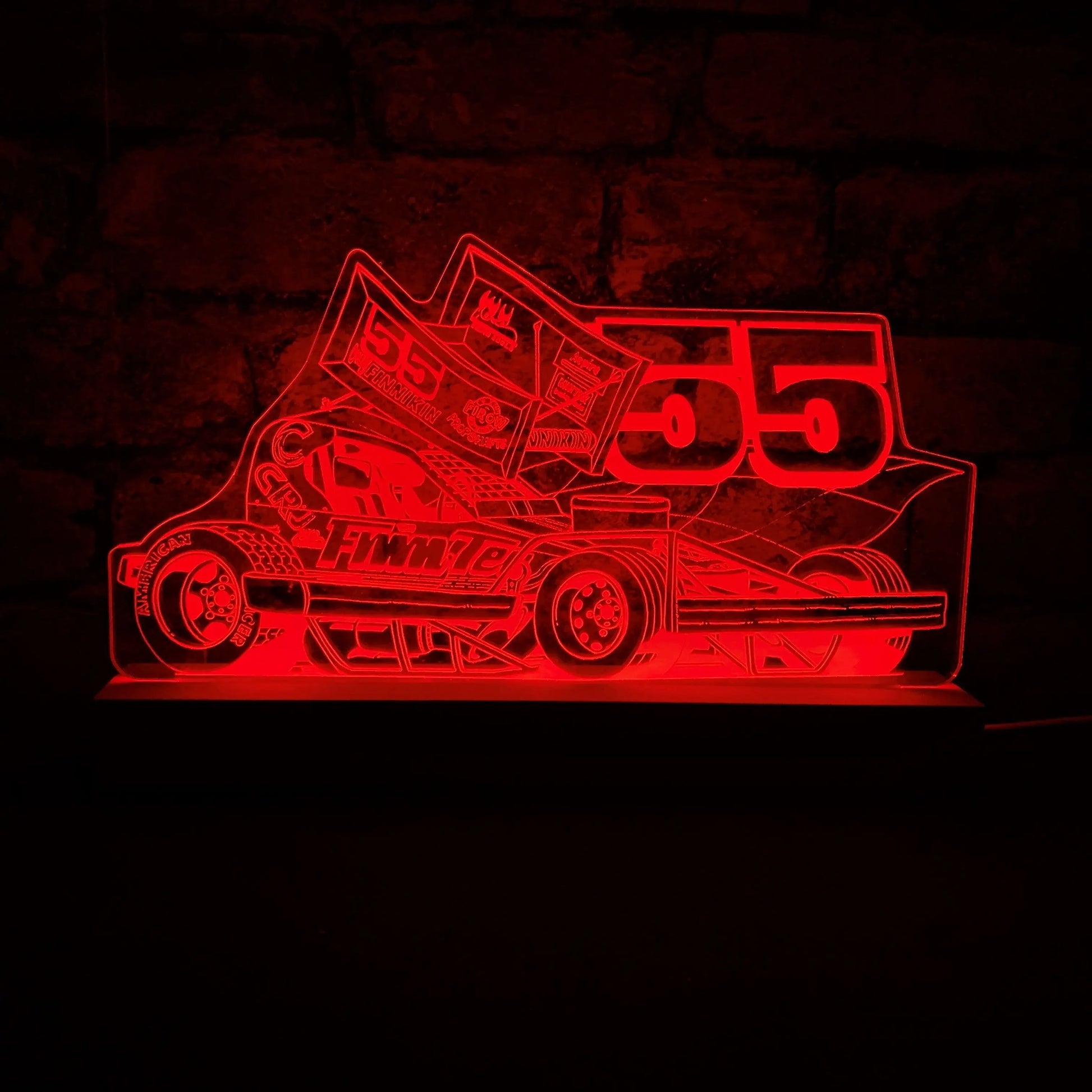 Craig Finnikin 55 Brisca F1 Night Light - Large Wooden Base - Night Light - Stock Car & Banger Toy Tracks