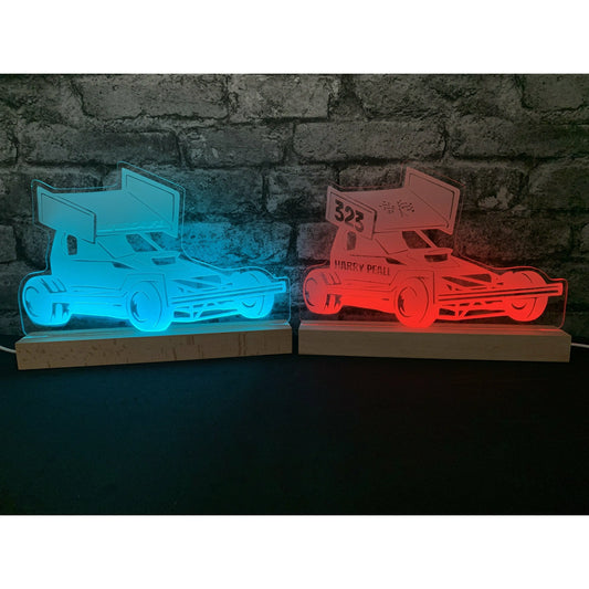 FROSTED Brisca F1 Night Light - Large Wooden Base - Night Light - Stock Car & Banger Toy Tracks