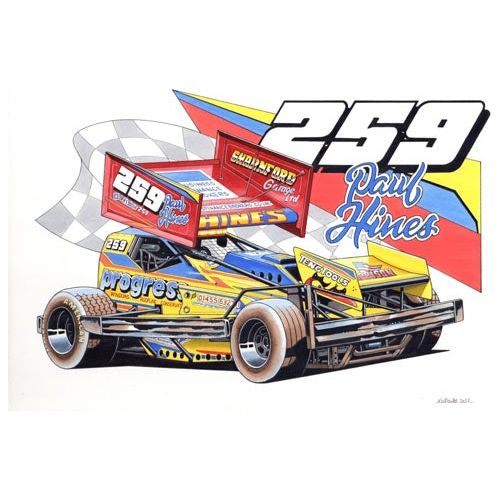 Brisca F1 #259 Paul Hines karikatuurafdruk