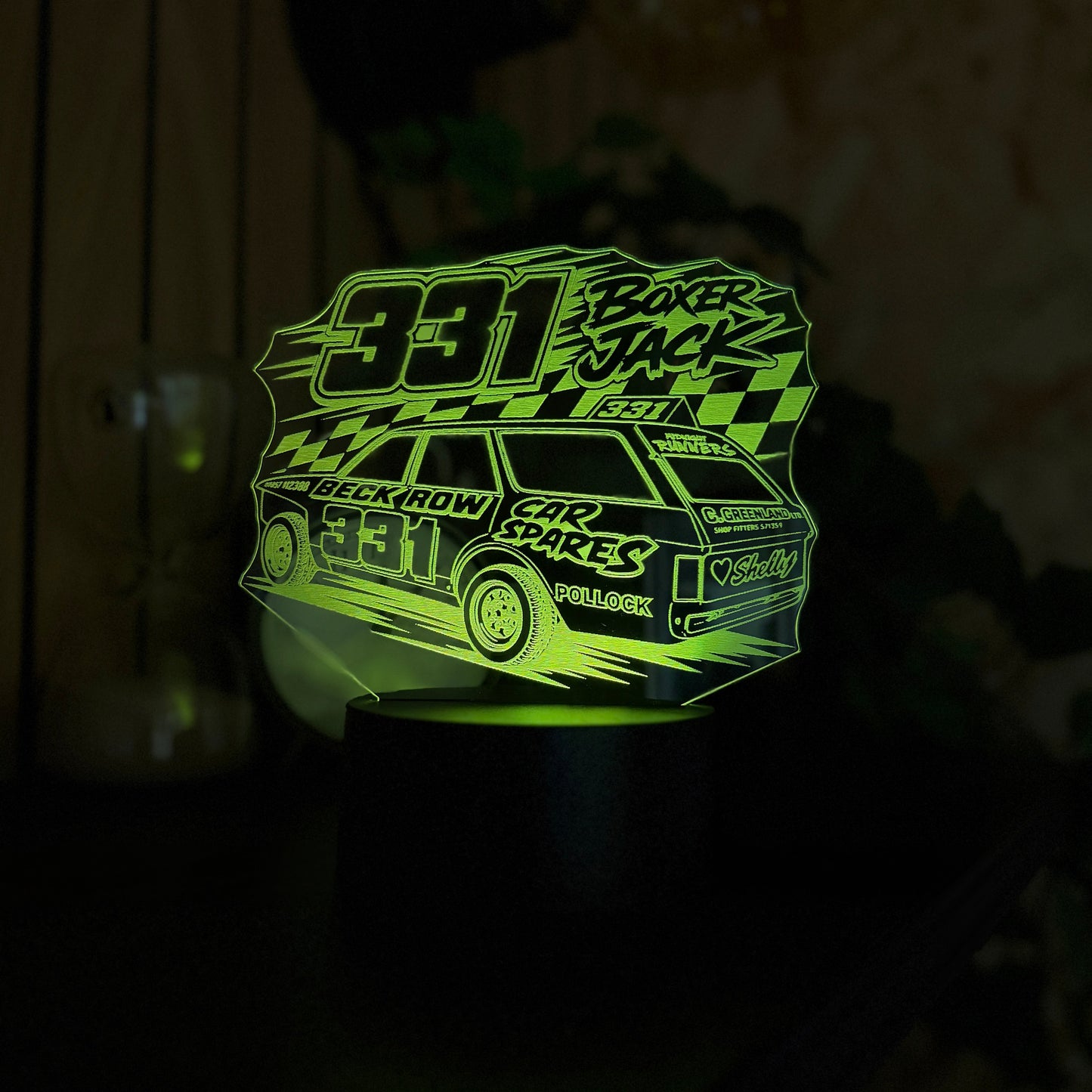 Boxer Jack 331 Jason Jackson banger LED night light white colour showing laser engraved detail