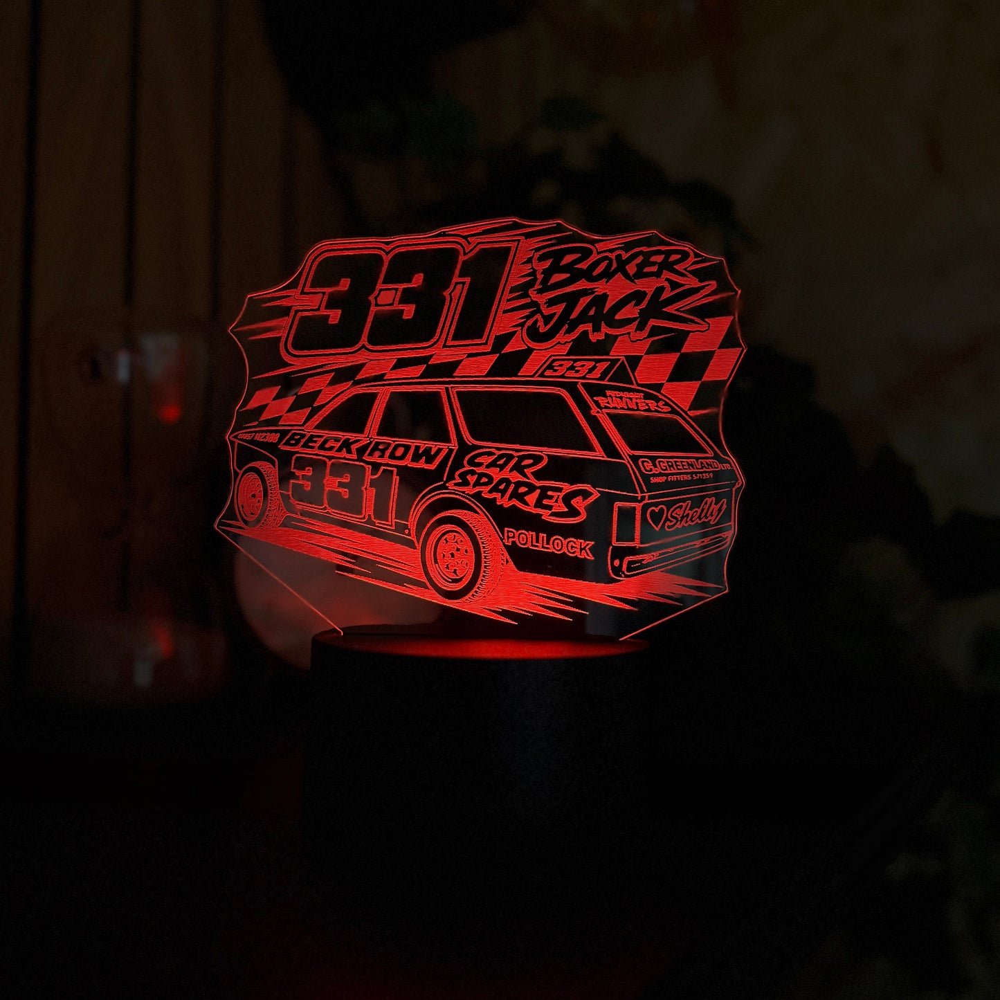 Boxer Jack 331 Volvo 240 estate banger LED night light illuminated in red