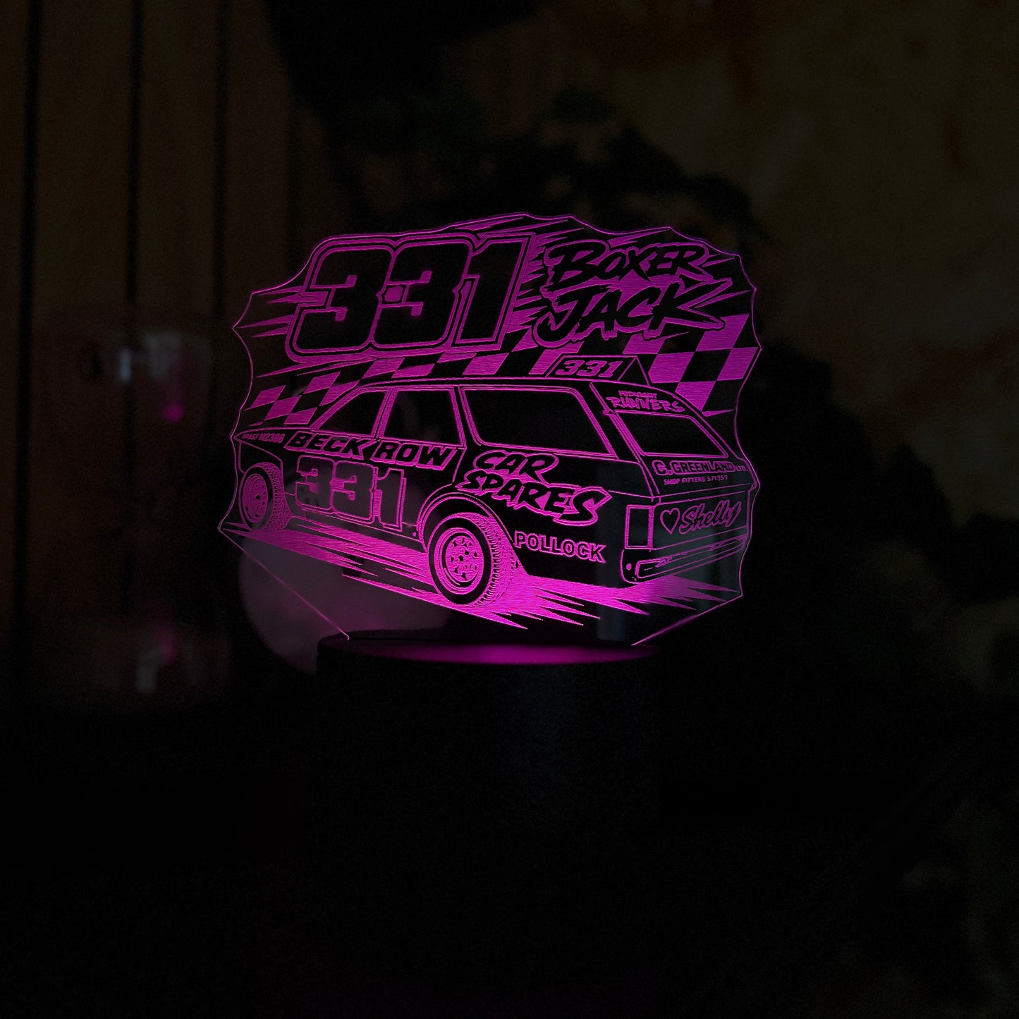 Boxer Jack 331 unlimited banger LED night light colour changing base close up with USB cable