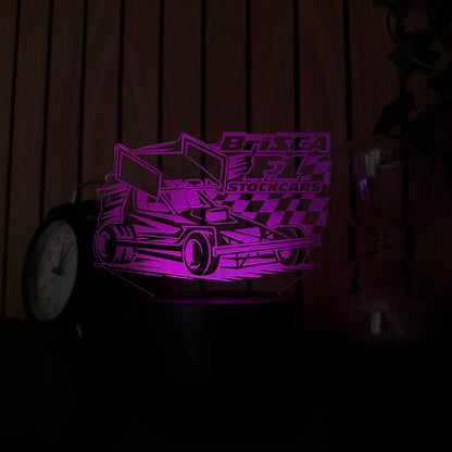 Brisca F1 Stockcars personalised LED night light yellow glow perfect gift for stock car racing fans