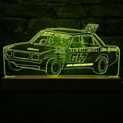 Jack Overy #617 - Banger Night Light - Large Wooden Base - Night Light - Stock Car & Banger Toy Tracks