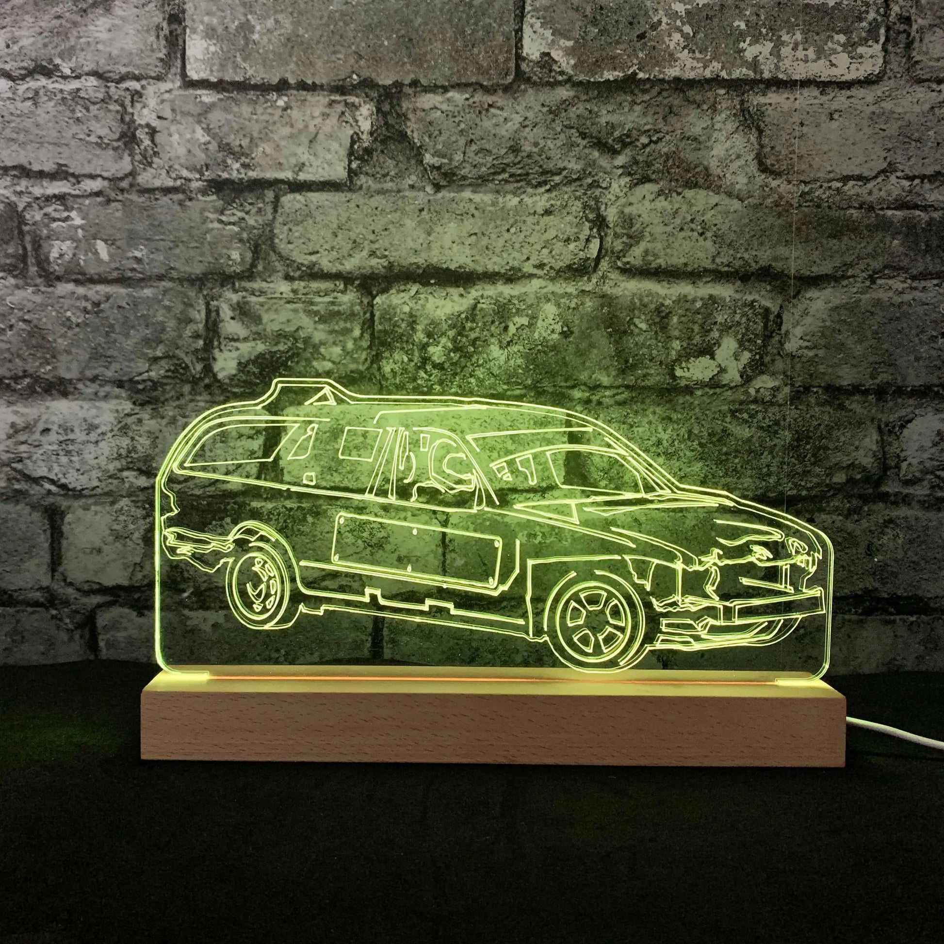 Mercedes Banger Night Light - Large Wooden Base - Night Lights & Ambient Lighting - Stock Car & Banger Toy Tracks