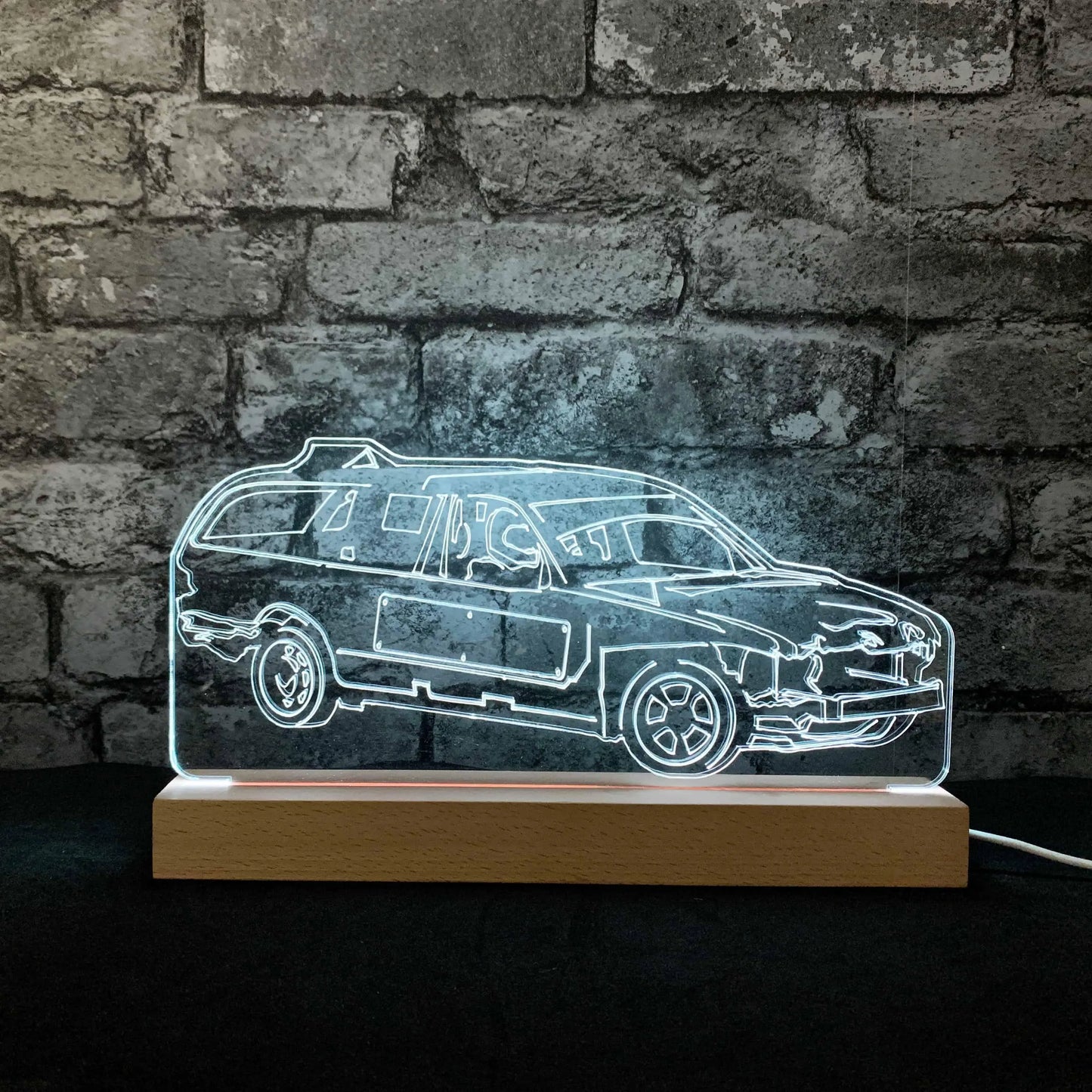 Mercedes Banger Night Light - Large Wooden Base - Night Lights & Ambient Lighting - Stock Car & Banger Toy Tracks