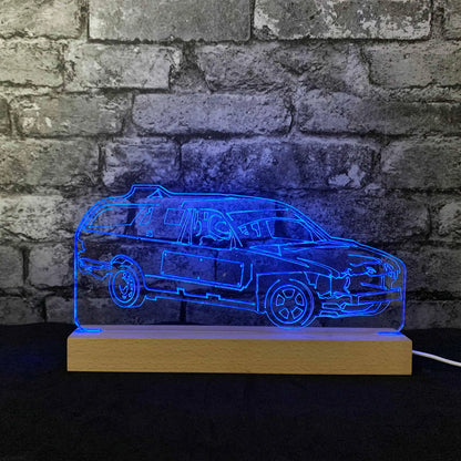 Mercedes Banger Night Light - Large Wooden Base - Night Lights & Ambient Lighting - Stock Car & Banger Toy Tracks