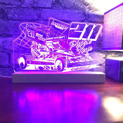 Phoebe Wainman 211 Brisca F1 Night Light - Large Wooden Base - Night Light - Stock Car & Banger Toy Tracks