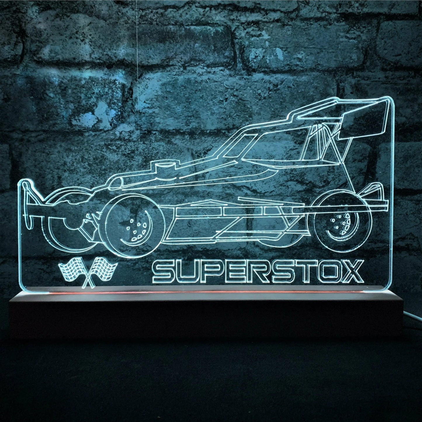 Superstox Night Light - Large Wooden Base - Night Light - Stock Car & Banger Toy Tracks