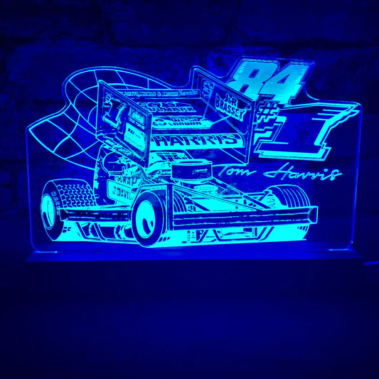 Tom Harris #1 #84 Brisca F1 Night Light - Large Wooden Base - Night Light - Stock Car & Banger Toy Tracks