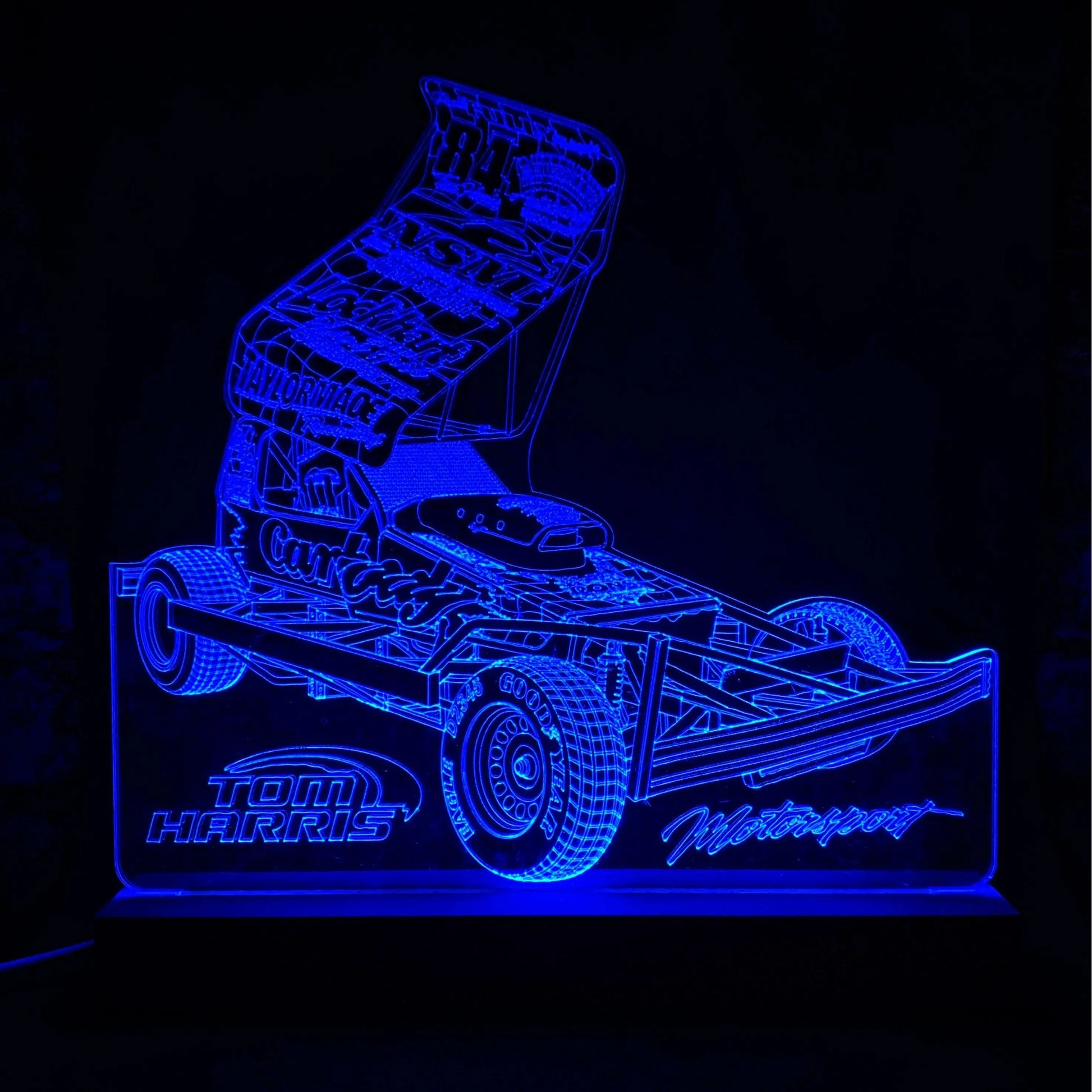 Tom Harris #84 Brisca F1 Night Light - Large Wooden Base - Night Light - Stock Car & Banger Toy Tracks