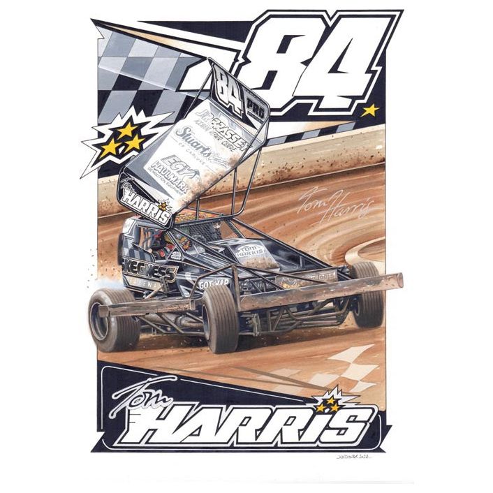 Tom Harris Brisca F1 #84 Tom Harris Serious Print – Stock Car & Banger Toy Tracks