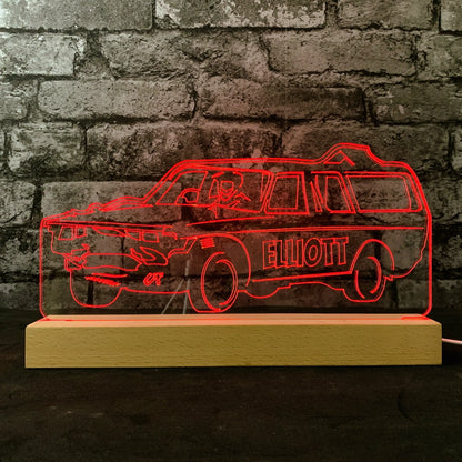 Volvo Estate Banger Night Light - Large Wooden Base - Night Lights & Ambient Lighting - Stock Car & Banger Toy Tracks