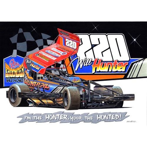 Brisca F1 #220 Will Hunter Shale karikatuurafdruk