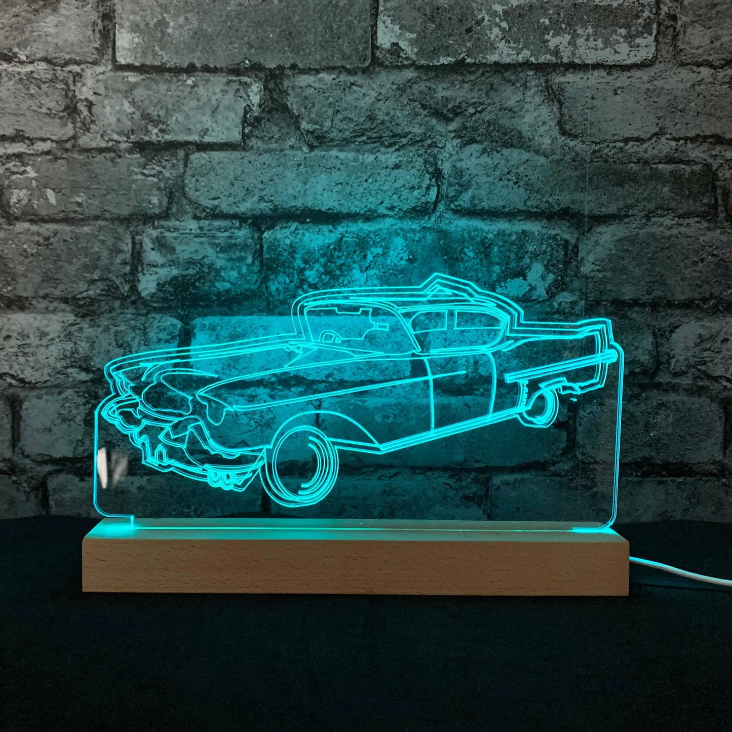 Yank Banger Night Light - Large Wooden Base - Night Lights & Ambient Lighting - Stock Car & Banger Toy Tracks